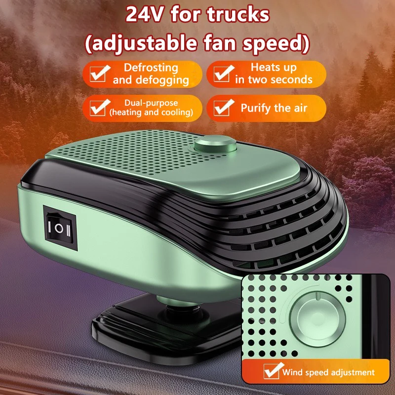 (verde 24 V) Calentador De Coche De 150 W Con Velocidad Del Ventilador Ajustable