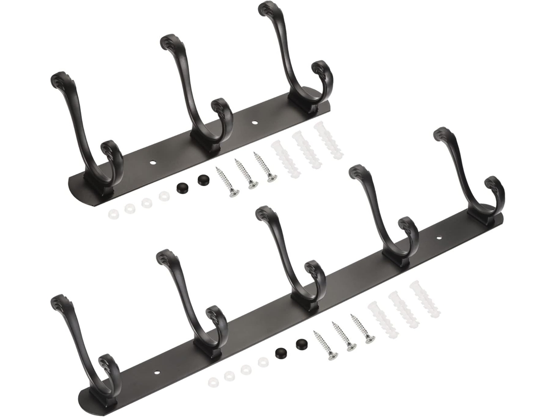 Juego 2 En 1: Soporte Para Toallas Con Base De Acero Inoxidable Y Doble Gancho (3 O 5 Ganchos)