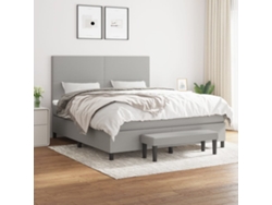 Cama Box Spring Con Colchón Tela Gris Claro 180x200 Cm