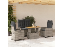 Juego de comedor de jardín de 4 piezas DKD Home Decor con cojines de mimbre gris
