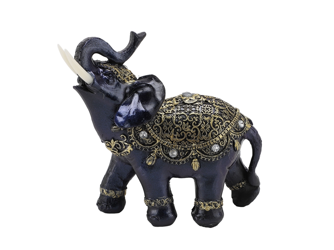 Figura de elefante de resina Baok, estatua Feng Shui para atraer dinero, decoración del hogar, regalo de inauguración de casa, azul G
