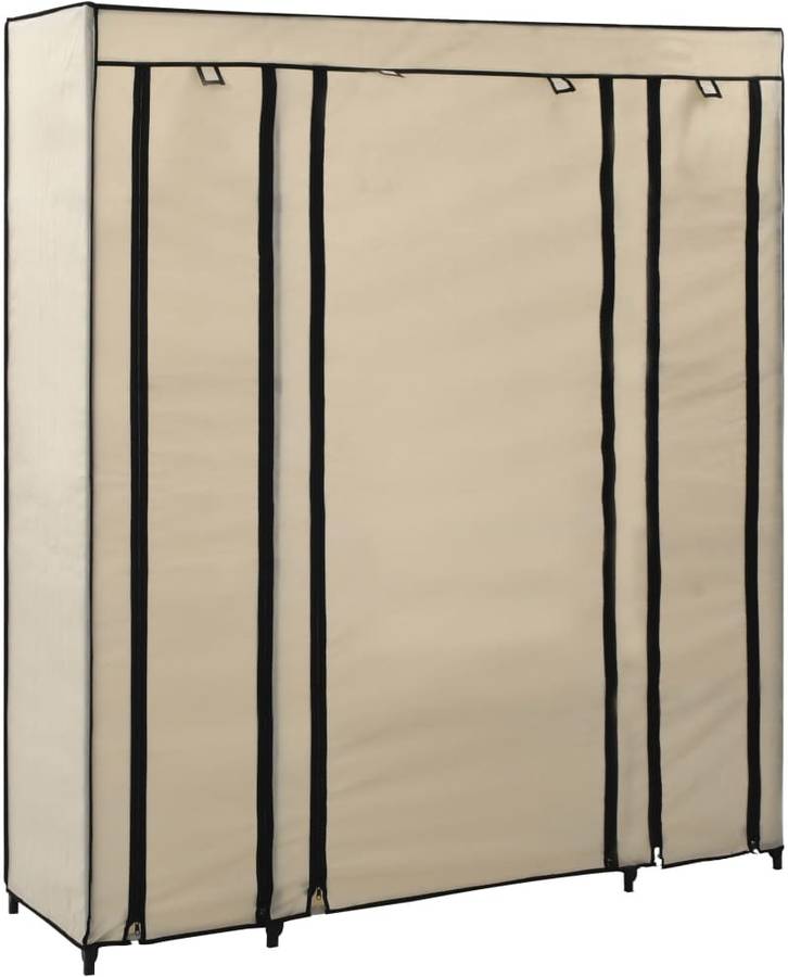 Armario Con Compartimentos y varillas tela crema 150x45x176 cm vidaxl guardarropa barras tejido
