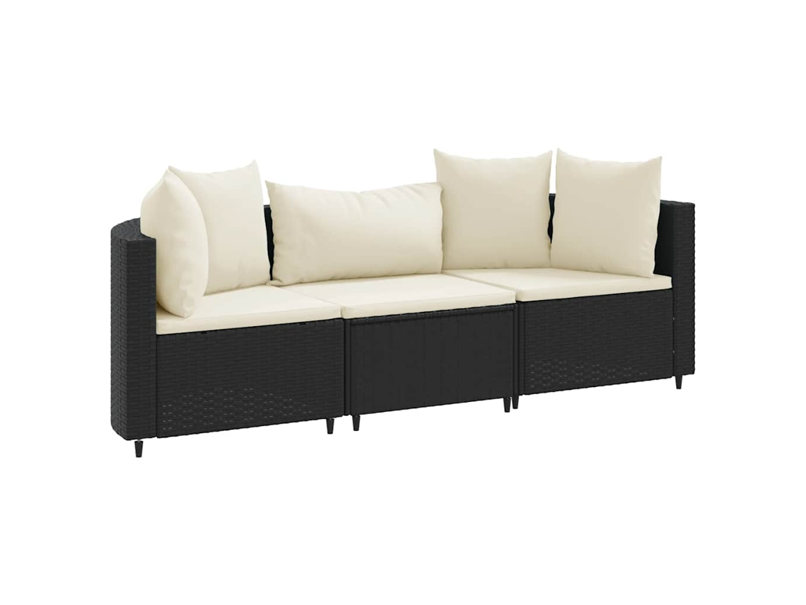 Maison Exclusive - Set De Sofás De Jardín Con Cojines 3 Pzas Ratán Sintético Negro