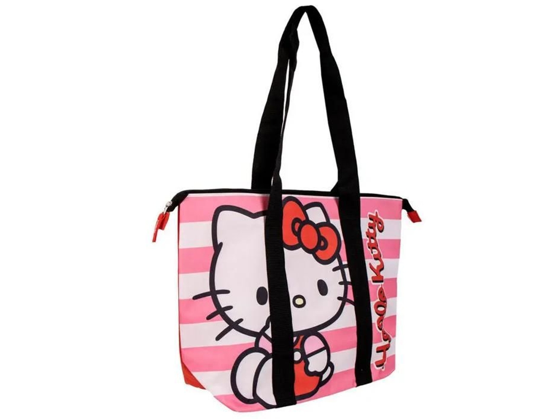 Bolsa de playa Hello Kitty rosa a rayas 80973