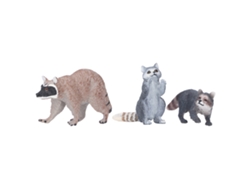 Ats-3 Piezas Modelo De Mapache Juguetes Mini Simulados Estáticos Para Niños De 3 Años Decoración De Escritorio Animales Del Bosque