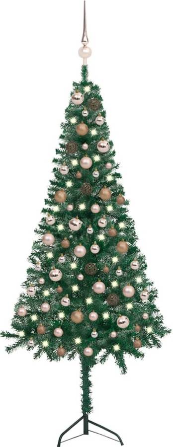 Árbol De Navidad artificial esquina led y pvc verde 150cm vidaxl con luzes 55x28x150