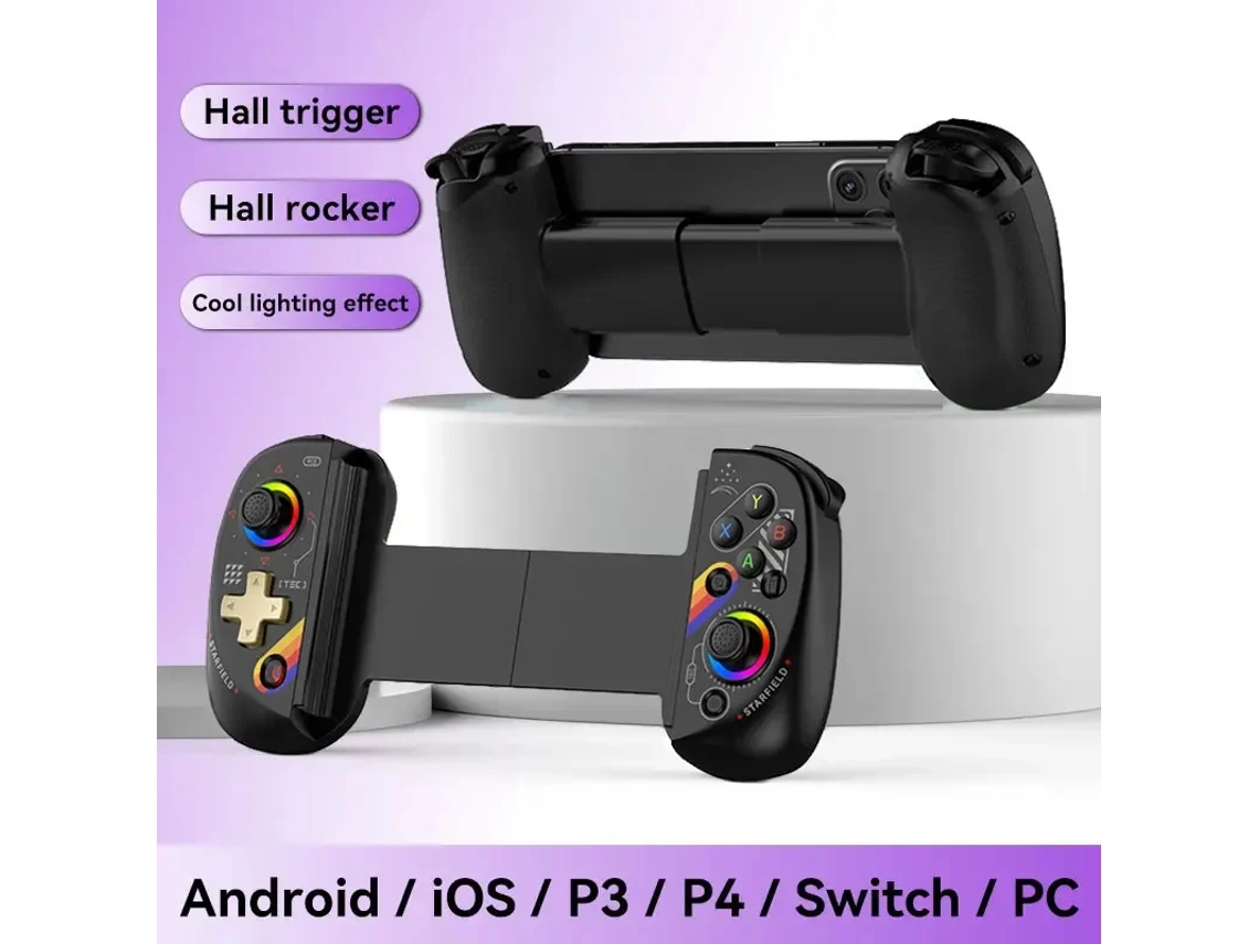 Mando inalámbrico RGB D8 Pro para tableta, joystick expandible con Bluetooth, compatible con Switch, PS3, PS4, Android e iOS, color azul cielo/negro. Aeuzwr