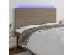 Cabecero Con Luces Led Tela Gris Taupe 180x5x118/128 Cm