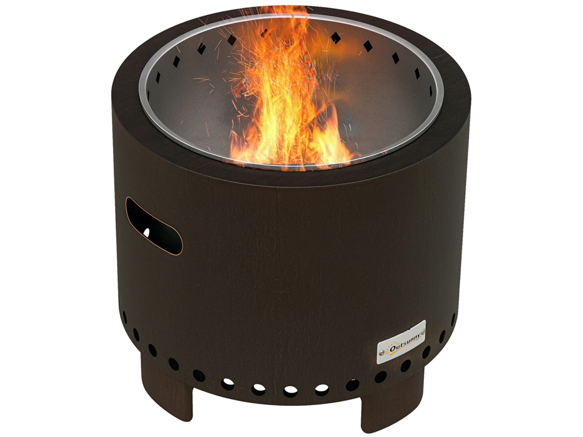 Brasero, Brasero, Barril Para Fuego, Resistente A La Intemperie, 45 X 45 X 42 Cm, Negro + Bronce