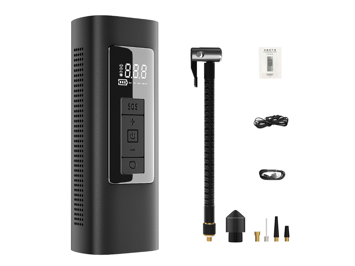 Bomba eléctrica portátil, 6000 mAh, 150 psi, con luz SOS, para neumáticos de coche, moto y bicicleta, sin marca.