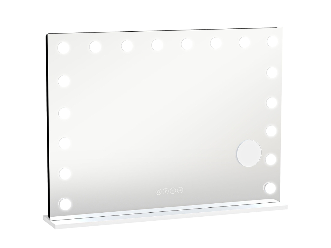 Espejo De Maquillaje Estilo Hollywood Con 18 Led Rgb, Bluetooth Y 10 Luces Blancas.