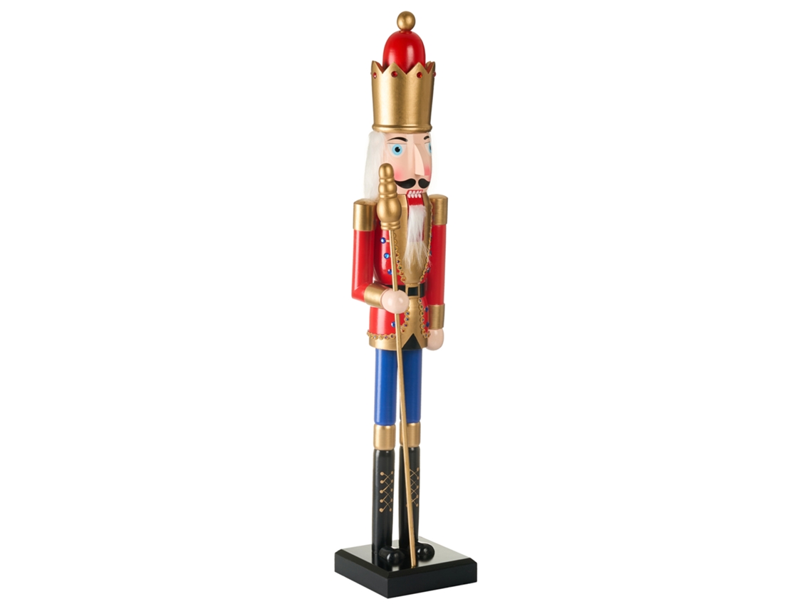 Figuras navideñas con textura aterciopelada Beliani Malaran, hechas de madera de pino rojo, 17x17x90 cm