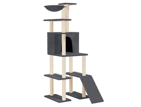 Rascador Para Gatos VIDAXL Con Postes De Sisal Gris Oscuro 166 cm