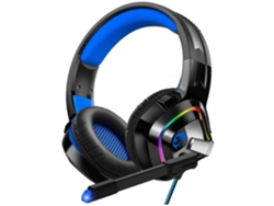 Auriculares para juegos para PS4 y PC con micrófono, cancelación de ruido, iluminación RGB, sonido estéreo envolvente, color azul.