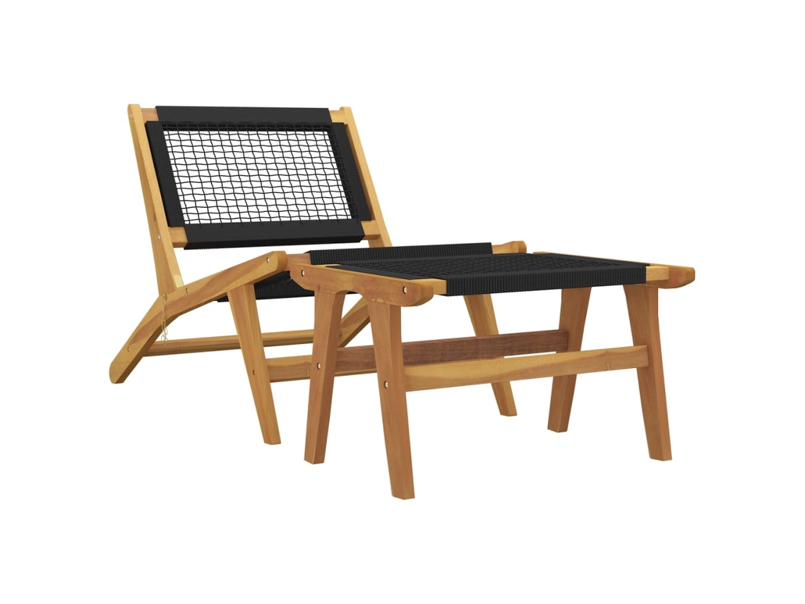 Maison Exclusive - Silla De Jardín Con Reposapiés Madera Maciza Teca Y Poliéster