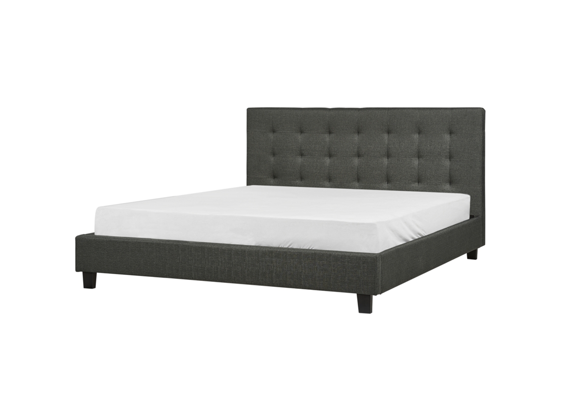 Cama con somier BELIANI Rochelle de Poliéster Gris 190x218x108