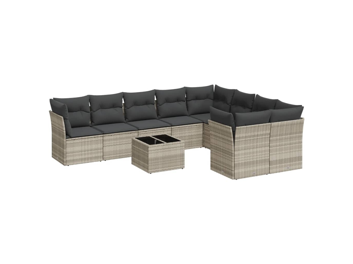 Maison Exclusive - Set Sofás Jardín 10 Pzas Con Cojines Ratán Sintético Gris Claro