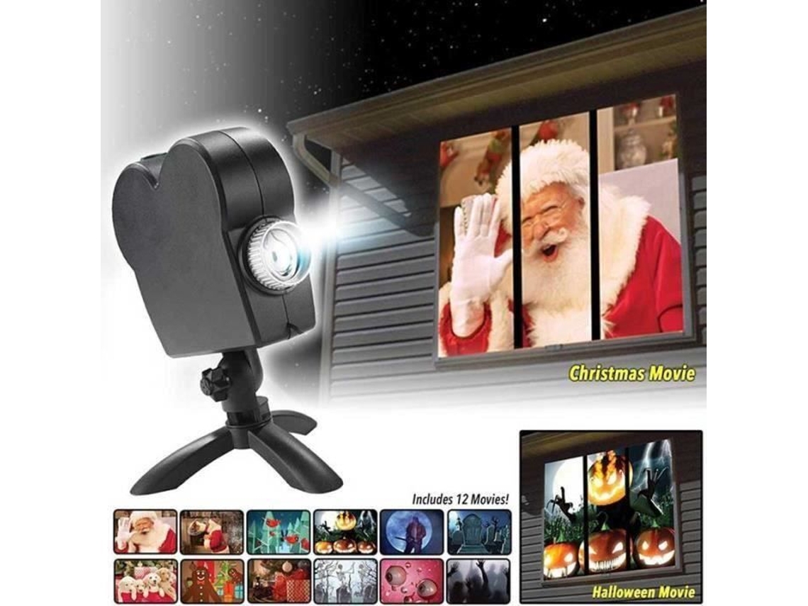 Lámpara De Proyector Led Giratoria Cw22352-E-Thinker Incluye 12 Películas Para Navidad Y Halloween Negro YWEI