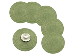 2026-manteles Redondos De Tela De Algodón Tejida Woven, Anti Deslizantes, Aislantes Del Calor (verde, Pack De 6)