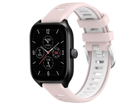 Correa Smartwatch para Amazfit GTS 4 22mm Textura Cruzada con Hebilla de Acero Silicona Bicolor (Rosa + Blanco)