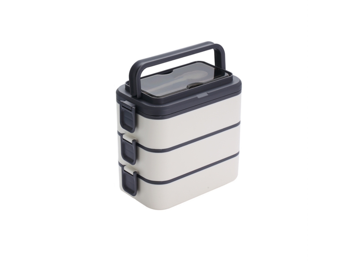 Fiambrera Apilable Bento Box Para Adultos, 3000 Ml, Gran Capacidad, Portátil, 3 Capas, A Prueba De Fugas, Apta Para Microondas, Color Blanco