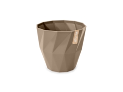 ARECA Quartz - Maceta Redonda Decorativa 13 cm con Textura Taupe