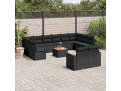 Conjunto de 13 sofás de jardín con cojines de mimbre sintético negro, Dkd Home Decor