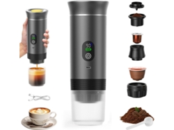 Cafetera portátil con pantalla digital, de cápsulas pequeñas, apta para café molido y cápsulas grandes y pequeñas (gris)