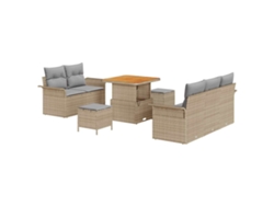 Maison Exclusive - Conjunto De Sofá De Jardín Con Cojín 8 Pcs Beige Y Gris Claro