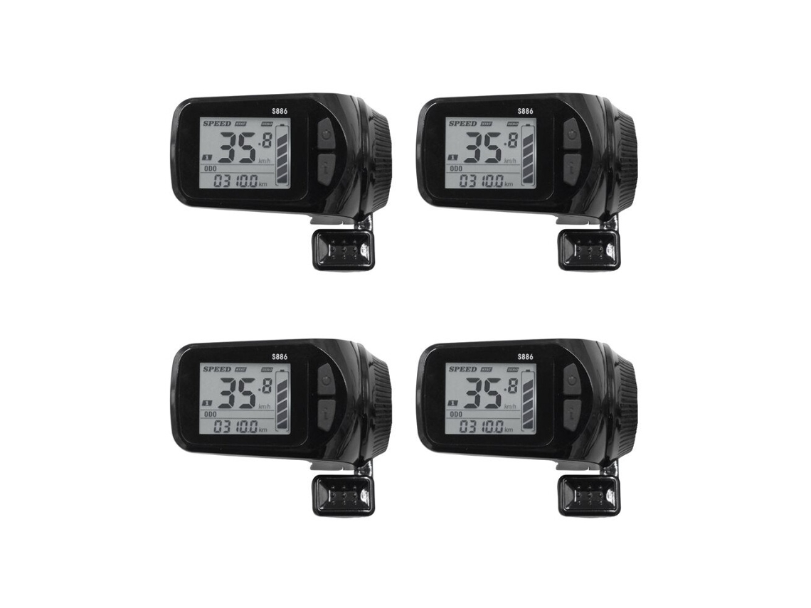 4x 24v/36v/48v/60v S886 Panel De Pantalla Lcd Para Bicicleta Eléctrica Con Acelerador De Pulgar De 5 Pines Y 6 Pines Para Bicicletas Eléctricas Y Patinetes Eléctricos (5 Pines)