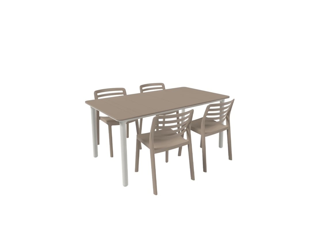 Noa160-Viento Conjunto Silla-Mesa Interior Exterior 4+1 Arena GARBAR