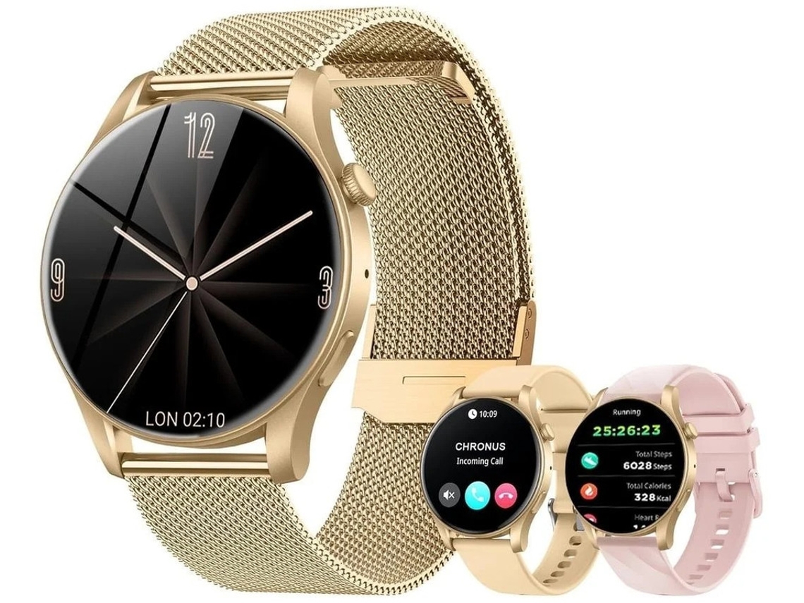 Reloj deportivo para mujer Yizhood Gold con pantalla AMOLED y monitor de presión arterial