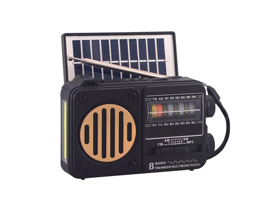 Radio de emergencia con energía solar Viewleaf, FM/AM/SW1 6, altavoz Bluetooth, linterna, entrada USB, tarjeta TF y reproductor MP3