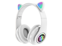 Auriculares Inalámbricos Bluetooth (blancos) Con Linterna, Diseño De Orejas De Gato Y Micrófono.