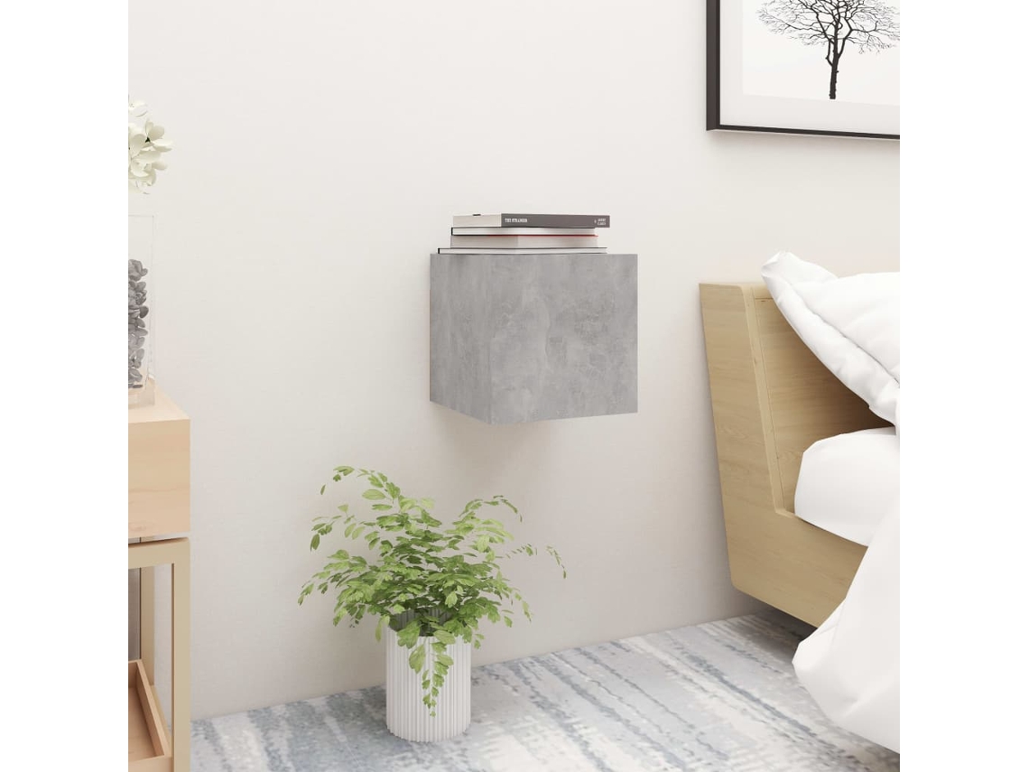 Mesa de Cabeceira LOVELY HOME Mesinha 30,5X30X30 Cm Contraplacado Cinzento Cimento