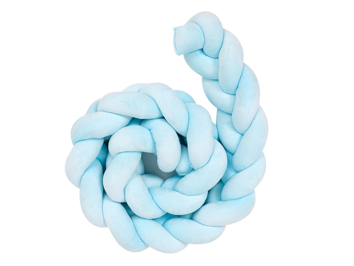 Protector de cuna trenzado en forma de cuña para bebé, cojín suave de serpiente Nudo Baby Girl Azul 4.92 pies