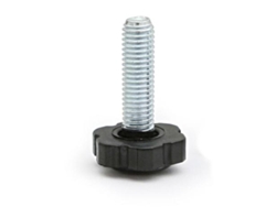Pie nivelador regulable dado d22x10 m8x37 negro largo rosca 28mm. grosor base 10mm.