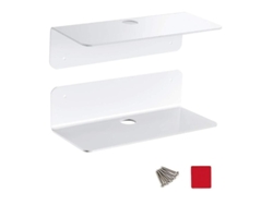 Estantería De Pared Acrílica Autoadhesiva Para Almacenamiento Y Exhibición, Color Blanco - 2 Unidades