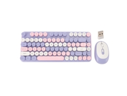 Combo Inalámbrico De Teclado Y Ratón Bluetooth 2.4g Con Modos Duales, 82 Teclas, Bajo Nivel De Ruido Para Oficina Y Juegos - Violeta