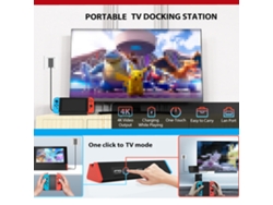 Base Tv Portátil Para Nintendo Switch/oled Com Porta Lan 1000mbs, Hdmi 4k, Carregamento E Portas Usb