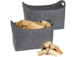 Juego de 2 bolsas de fieltro para leña, 55 x 30 x 40 cm, gris claro