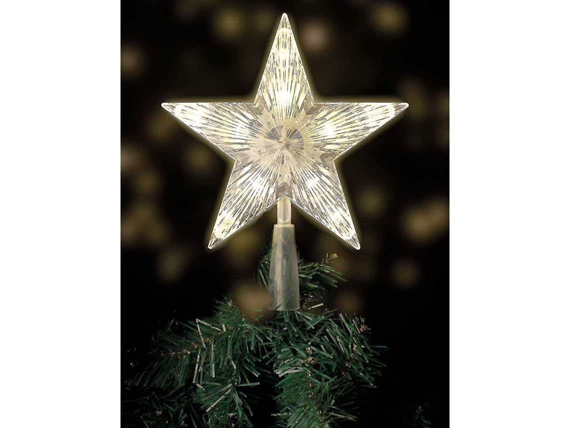 Rebe-copa De Árbol De Navidad Con 10 Leds Y Enchufe - Estrella Iluminada En Blanco Cálido - Material Plástico - Reutilizable