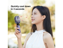 Ventilador De Cuello Portátil Plegable Con 5 Velocidades, Soporte Para Teléfono Móvil Y Batería De 5000 Mah - Morado