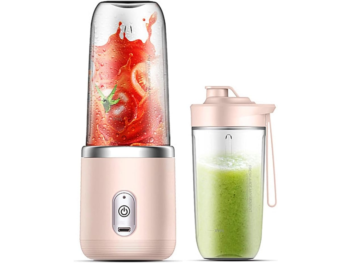 Liquidificador de Suco Copo Liquidificador 40W Recarregável Usb Copo Duplo Rosa GERTIZ