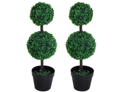 Plantas artificiales, juego de 2, grandes, con 2 bolas, árbol artificial de aspecto realista. Zkaka (67 cm)