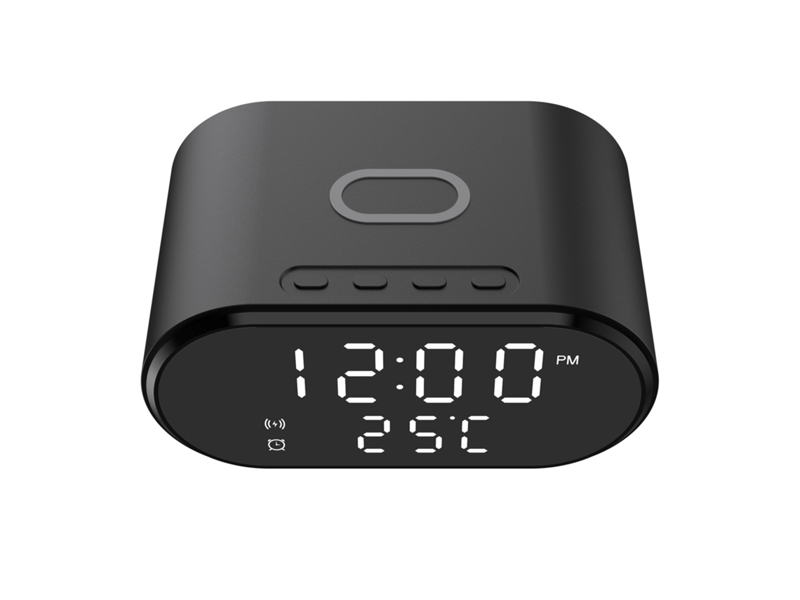 Despertador, Radio Y Cargador Inalámbrico 3 En 1 Reloj De Mesa Con Termómetro