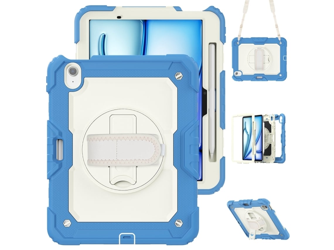 Capa Para Ipad Air 11 2026/2025/2024 11 Polegadas À Prova De Choque,com Suporte E Alça De Ombrocreme + Azul Marinho