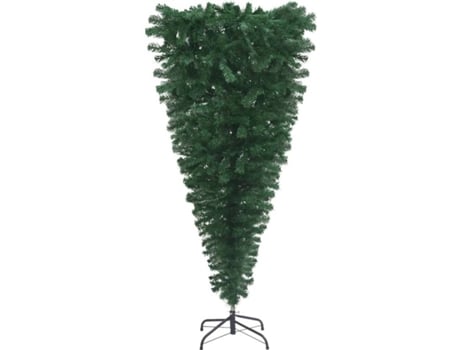 vidaXL Árbol de Navidad artificial invertido con soporte verde 240 cm