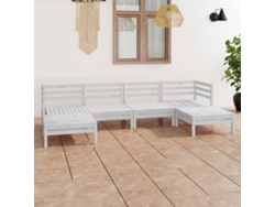 Conjunto de salón de jardín de 6 piezas de pino macizo blanco Dkd Home Decor