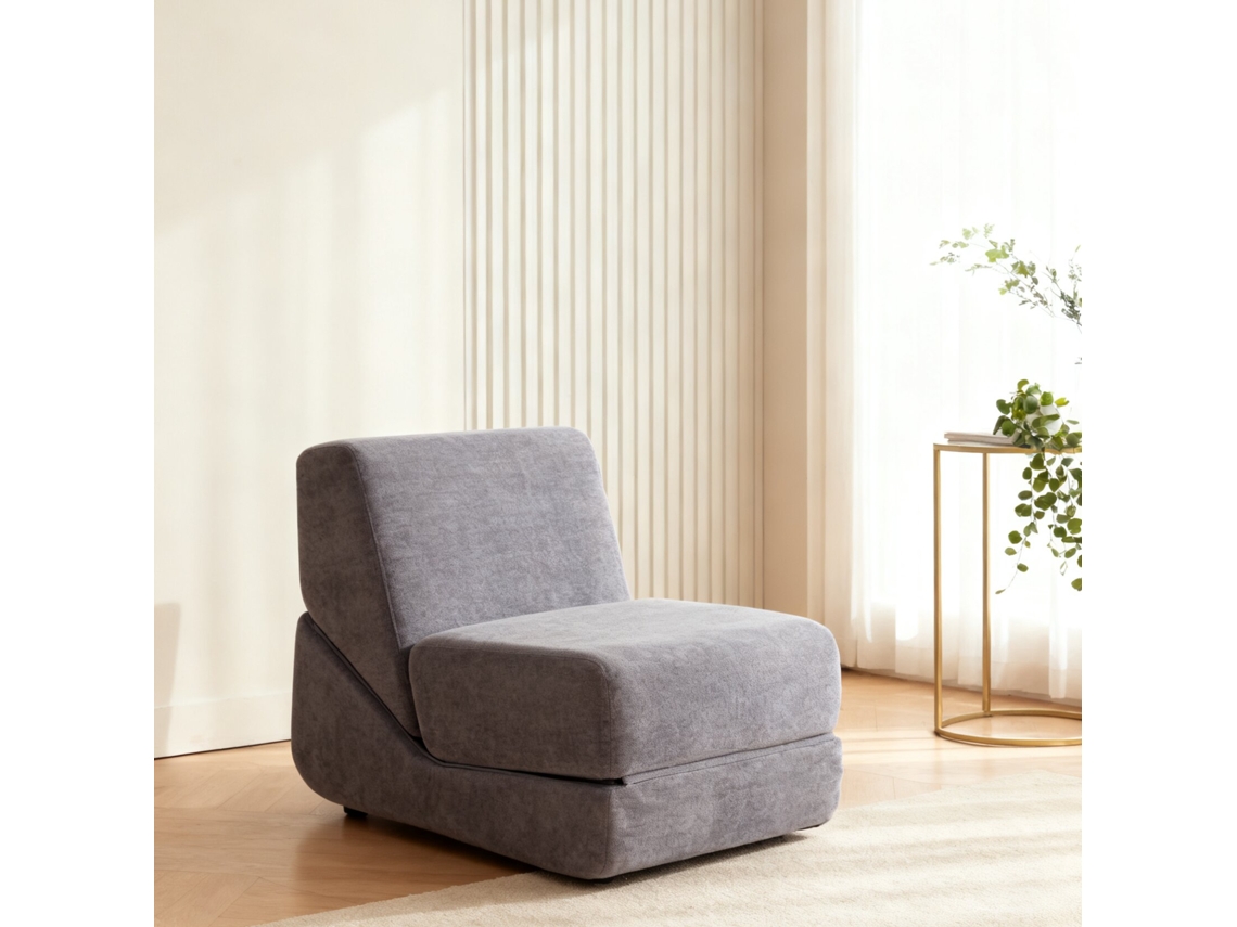 Sofá Cama Convertible Para Adultos, Chaise Longue, Colchón Plegable Triple, Espuma De Alta Resiliencia, Terciopelo, Gris